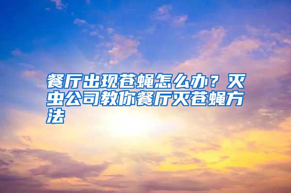 餐廳出現(xiàn)蒼蠅怎么辦？滅蟲公司教你餐廳滅蒼蠅方法
