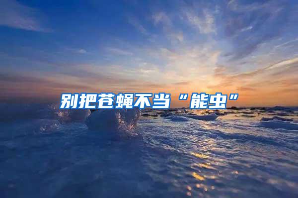 別把蒼蠅不當(dāng)“能蟲(chóng)”