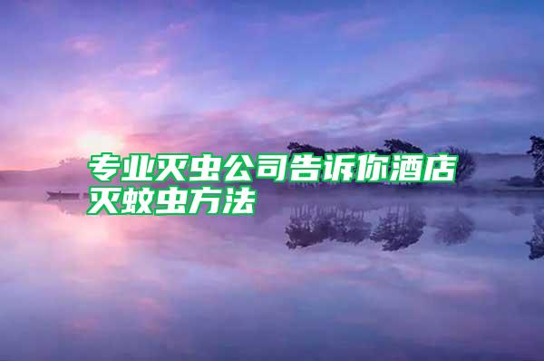 專業(yè)滅蟲(chóng)公司告訴你酒店滅蚊蟲(chóng)方法