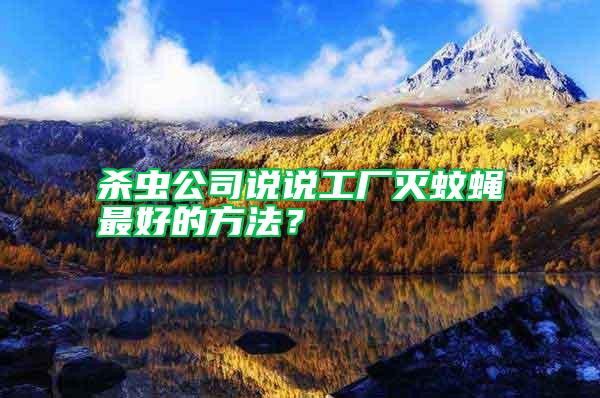 殺蟲公司說說工廠滅蚊蠅最好的方法？