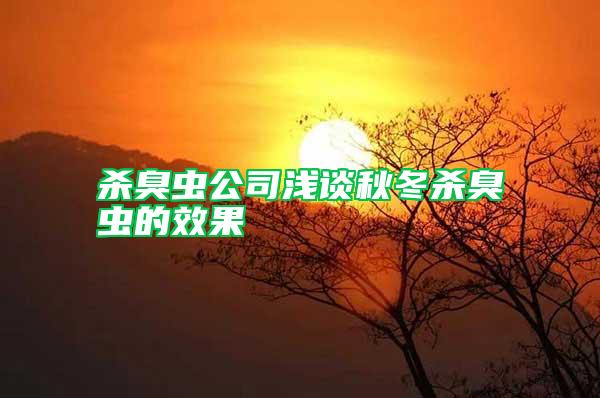 殺臭蟲(chóng)公司淺談秋冬殺臭蟲(chóng)的效果