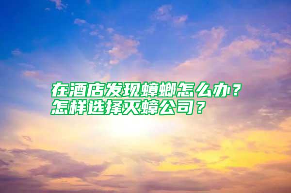 在酒店發(fā)現(xiàn)蟑螂怎么辦？怎樣選擇滅蟑公司？