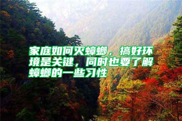 家庭如何滅蟑螂，搞好環(huán)境是關鍵，同時也要了解蟑螂的一些習性