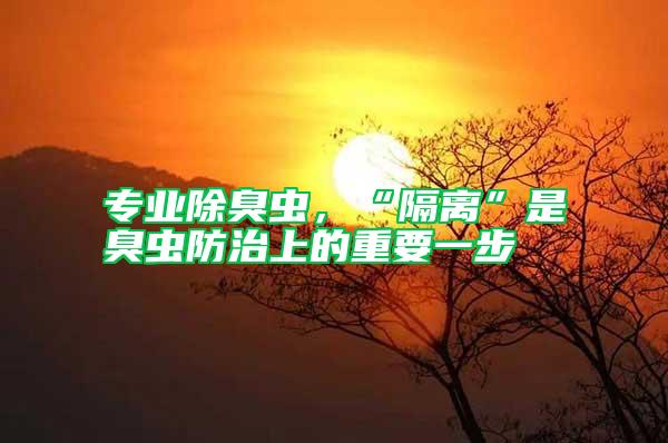專業(yè)除臭蟲，“隔離”是臭蟲防治上的重要一步