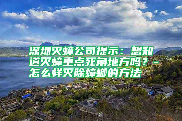 深圳滅蟑公司提示：想知道滅蟑重點(diǎn)死角地方嗎？-怎么樣滅除蟑螂的方法